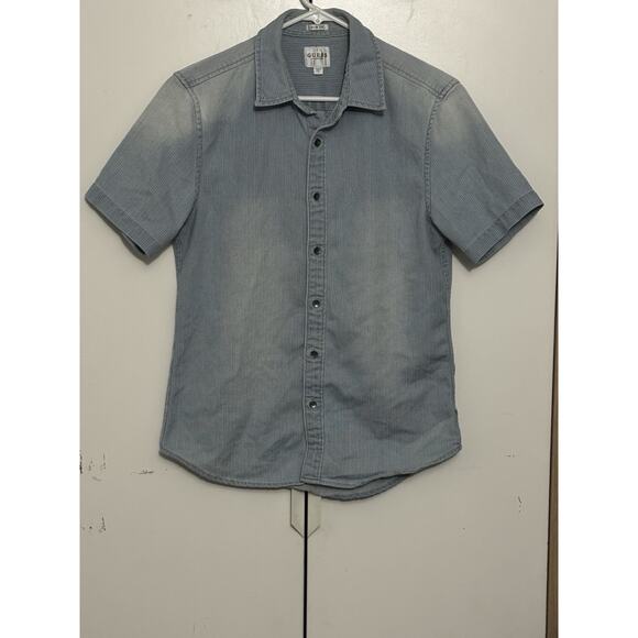 Guess Men's Denim, CottonBlend Button Up Shirt Sleeve Shirt - PRELOVED - Size S - Picture 1 of 11